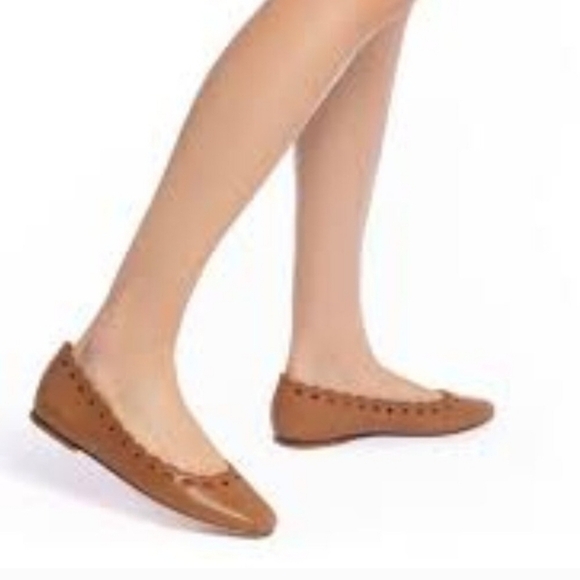 🤎🔹️ LARROUDE🔹️ women's meghan broderie flat shoes in Burgundy - Picture 2 of 5